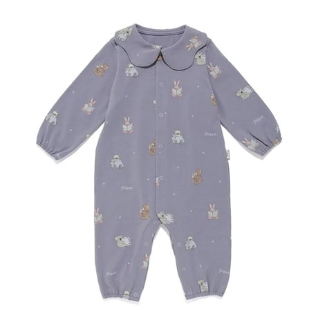 【 gelato pique 】 PBCO264426 BABYおやすみｱﾆﾏﾙ柄ﾛﾝﾊﾟｰｽ NVY（size 70, 80）