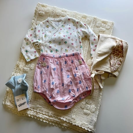【Bebe Organic】Nia Wrap Onesie - Strawberry Field（3m,6m）