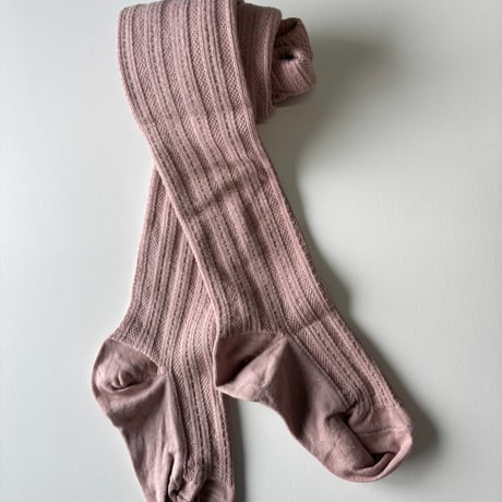【 SOOR PLOOM 】POINTELLE RIB TIGHTS, ROSE SMOKE
