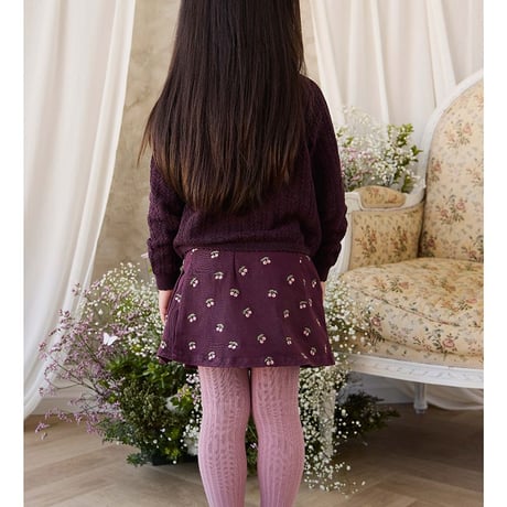 【 Jamie kay 】JKFS264061 ﾁｪﾘｰ刺繍ｽｶｰﾄCherry Fig WINE（size 90,100,110,120）