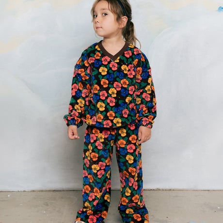【 MINI RODINI 】Violas aop velour sweatshirt - Multi