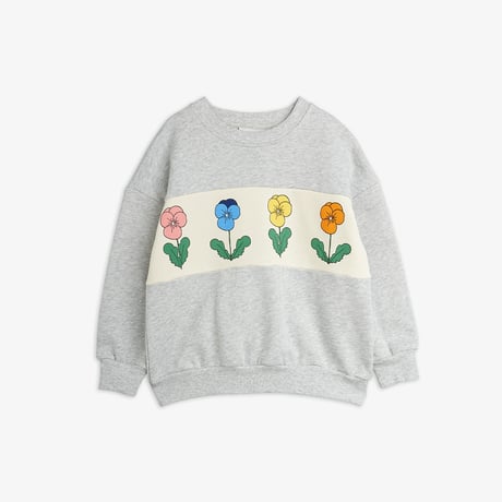 【 MINI RODINI 】Violas panel sweatshirt - Grey Melange