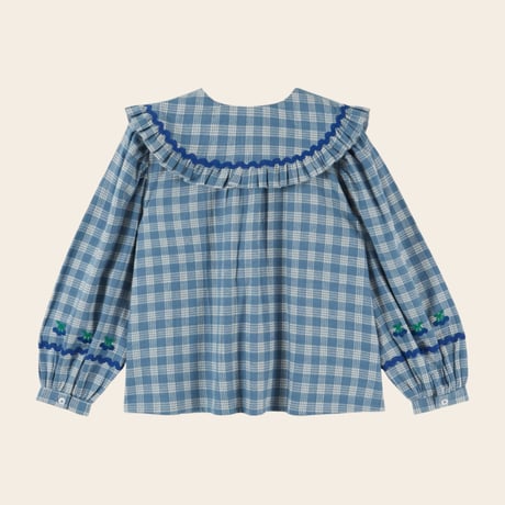 【Emile et Ida】 Blouse Large blue check collar
