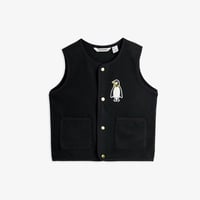【 MINI RODINI 】Penguin patch microfleece vest - Black