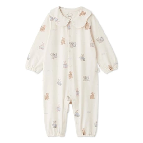 【 gelato pique 】 PBCO264426 BABYおやすみｱﾆﾏﾙ柄ﾛﾝﾊﾟｰｽ IVR（size 70, 80）
