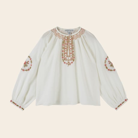 【Emile et Ida】 Blouse Ethnic embroidered ecru