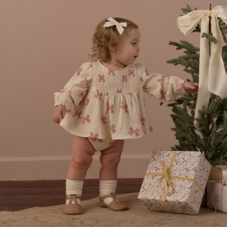 【 Rylee + Cru 】SOPHIA TOP + BLOOMER SET　PEPPERMINT BOWS