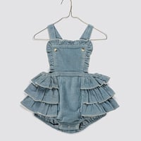 【 little cotton clothes 】Velvet Dhalia romper in Eggshell