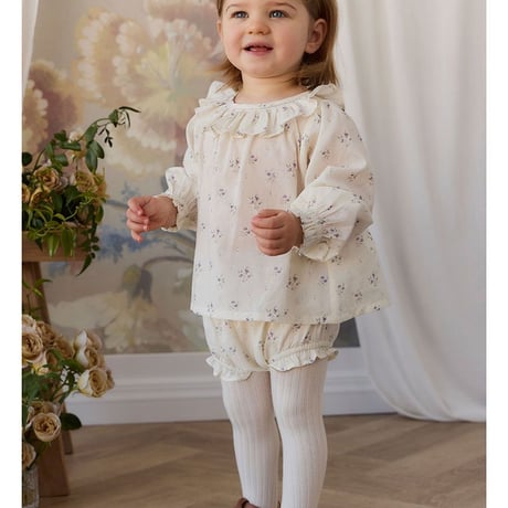 【 Jamie kay 】JKFT264142 ｺｯﾄﾝ花柄ﾌﾘﾙｶﾗｰﾄｯﾌﾟｽJade Floral OWHT（size 100）