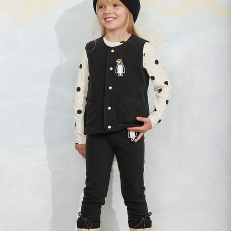 【 MINI RODINI 】Dots aop dog ls tee - Off-white