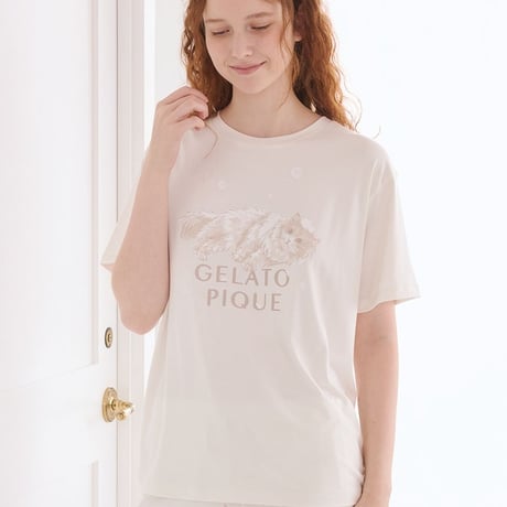 【 gelato pique 】 PWCT264260 ﾊﾞｽﾀｲﾑCATﾜﾝﾎﾟｲﾝﾄTｼｬﾂ IVR（size F）