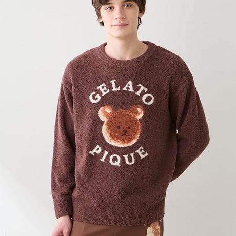 【 gelato pique 】PMNT264086 HOMMEﾍﾞﾋﾞﾓｺｱﾆﾏﾙﾌﾞﾚｯﾄﾞｼﾞｬｶﾞｰﾄﾞﾌﾟﾙｵｰﾊﾞｰ BRW (size M)
