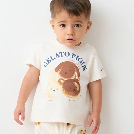 【 gelato pique 】PBCT264478 BABYｱﾆﾏﾙﾌﾞﾚｯﾄﾞﾜﾝﾎﾟｲﾝﾄTｼｬﾂ CRM (size 80)