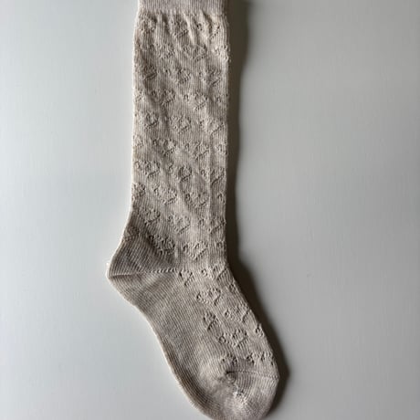 【 SOOR PLOOM 】HEART KNEE SOCK, LINEN / ROSE SMOKE（単品販売）