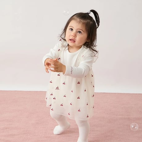 【 gelato pique 】PBCO264436 BABYﾁｪﾘｰ柄ﾁｭｰﾙﾛﾝﾊﾟｰｽ IVR（size 80）