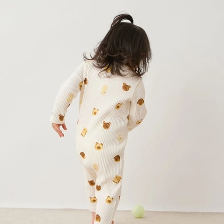 【 gelato pique 】PBCO264481 BABYｱﾆﾏﾙﾌﾞﾚｯﾄﾞ柄ﾛﾝﾊﾟｰｽ CRM (size 70, 80)
