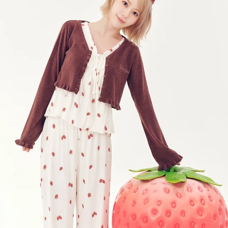 【 gelato pique 】 PWGA264598 ｽﾄﾛﾍﾞﾘｰﾐﾆﾍｱｸﾘｯﾌﾟｾｯﾄ RED