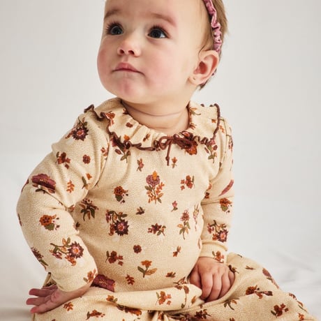 【Misha&Puff】 BABY PIERROT ONESIE (STRING/ANTIQUE ROSE HOLYYOKE FLORAL)