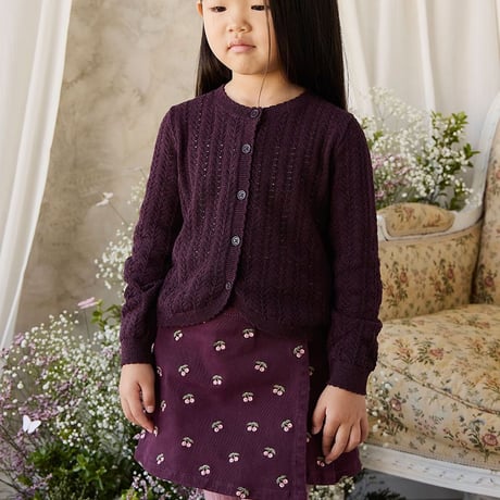 【 Jamie kay 】JKFS264061 ﾁｪﾘｰ刺繍ｽｶｰﾄCherry Fig WINE（size 90,100,110,120）
