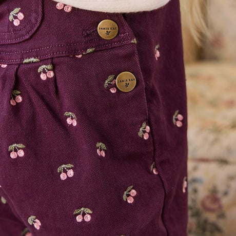 【 Jamie kay 】JKFO264063 ﾁｪﾘｰ刺繍ｵｰﾊﾞｰｵｰﾙCherry WINE（size 90,100,110,120）