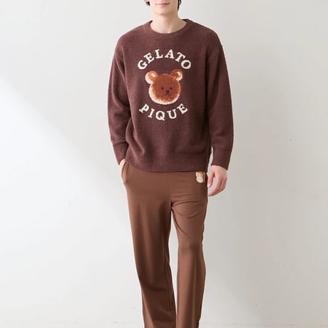 【 gelato pique 】PMNT264086 HOMMEﾍﾞﾋﾞﾓｺｱﾆﾏﾙﾌﾞﾚｯﾄﾞｼﾞｬｶﾞｰﾄﾞﾌﾟﾙｵｰﾊﾞｰ BRW (size M)