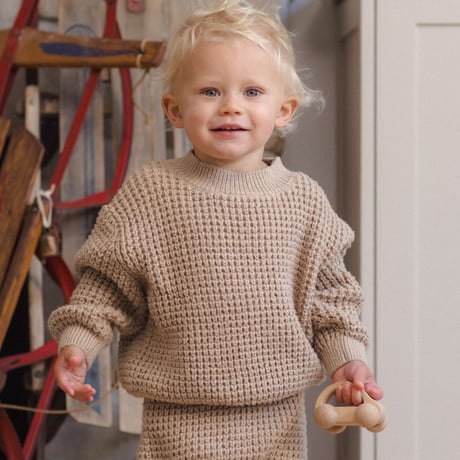 【Quincy Mae】CHUNKY KNIT PANT HEATHERED LATTE