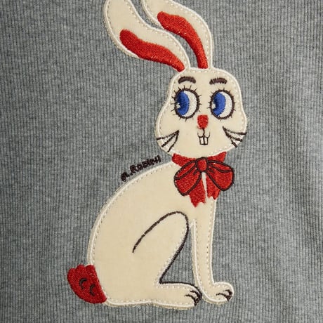 【 MINI RODINI 】Rabbit application ls body - Grey Melange