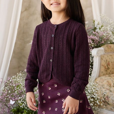 【 Jamie kay 】JKFS264061 ﾁｪﾘｰ刺繍ｽｶｰﾄCherry Fig WINE（size 90,100,110,120）