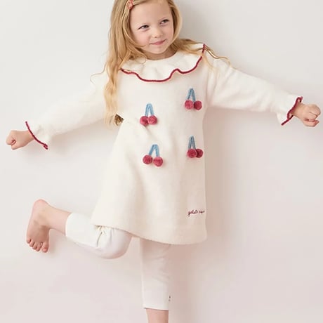 【 gelato pique 】PKNO264432 KIDSｴｱﾘｰﾓｺﾁｪﾘｰﾜﾝﾋﾟｰｽ IVR（size 90, 100）