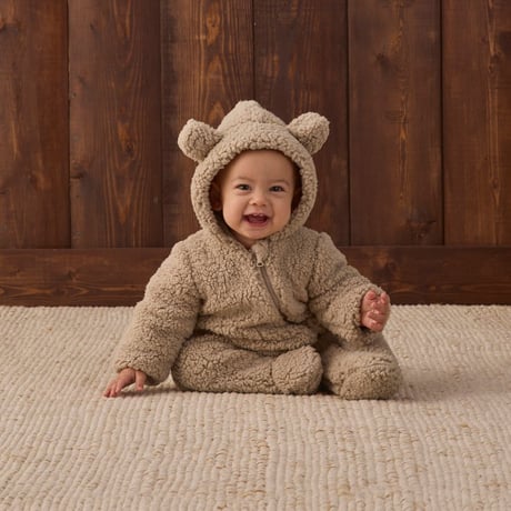 【Quincy Mae】BEAR JUMPSUIT LATTE