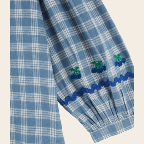 【Emile et Ida】 Blouse Large blue check collar