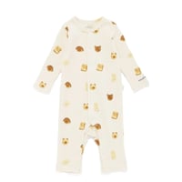 【 gelato pique 】PBCO264481 BABYｱﾆﾏﾙﾌﾞﾚｯﾄﾞ柄ﾛﾝﾊﾟｰｽ CRM (size 70, 80)