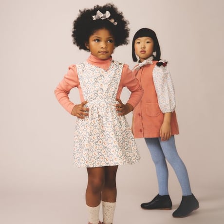 【 SOOR PLOOM 】HEART KNEE SOCK, LINEN / ROSE SMOKE（単品販売）