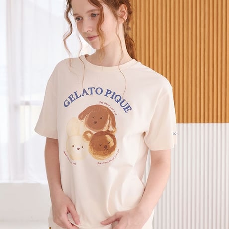 【 gelato pique 】PWCT264333 ｱﾆﾏﾙﾌﾞﾚｯﾄﾞﾜﾝﾎﾟｲﾝﾄTｼｬﾂ CRM (size F)