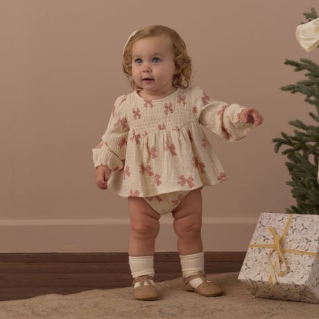 【 Rylee + Cru 】SOPHIA TOP + BLOOMER SET　PEPPERMINT BOWS