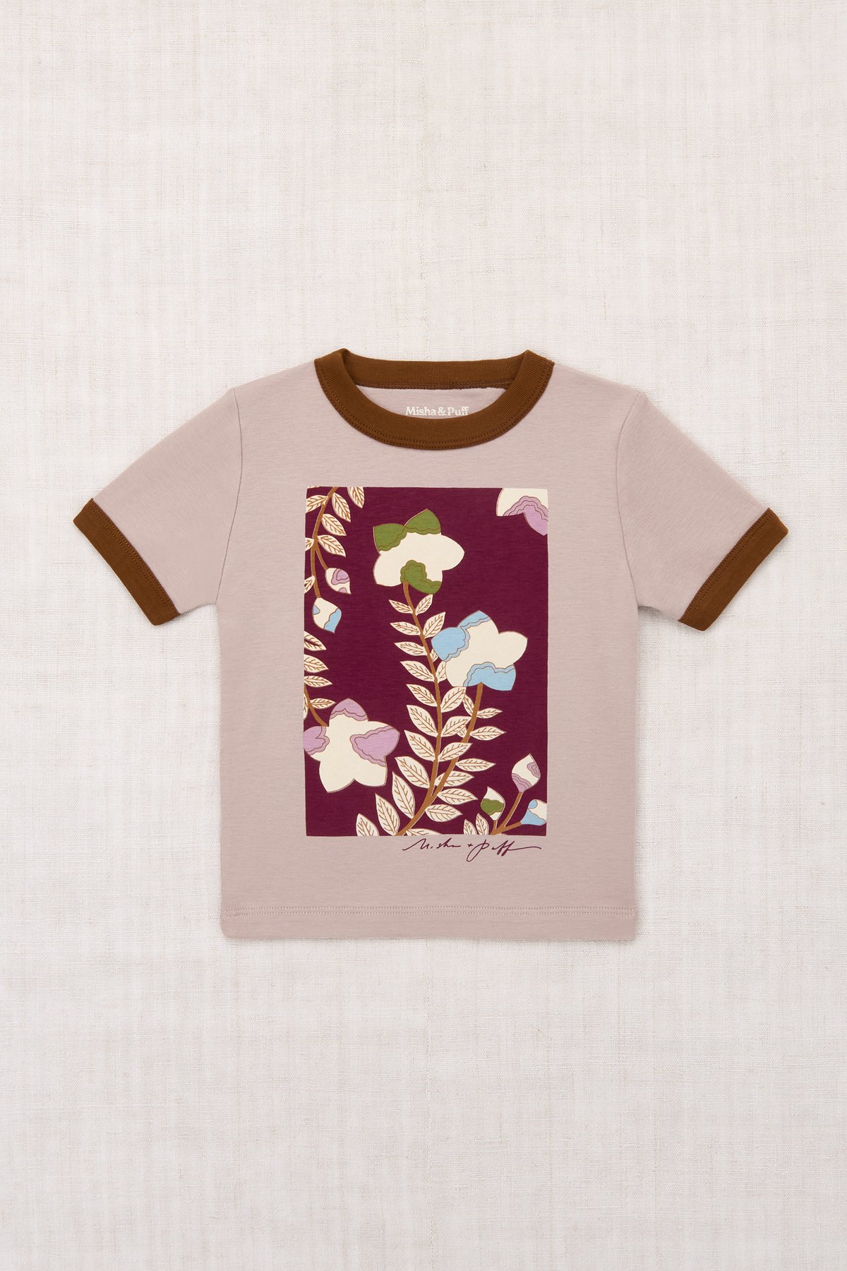 トップス Misha & Puff 2025SS Ringer Tee Misha&Puff】 KIKYO FLOWER RINGER TEE (TURTLEDOV