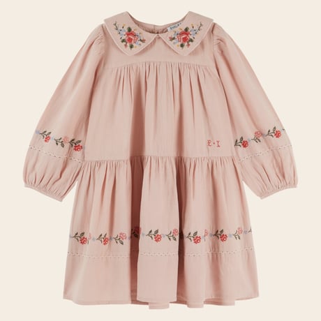 【Emile et Ida】 Dress Embroidered cross stitch pink