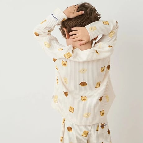 【 gelato pique 】PKCT264476 KIDSｱﾆﾏﾙﾌﾞﾚｯﾄﾞ柄ﾛﾝｸﾞTｼｬﾂ CRM (size 90-110)