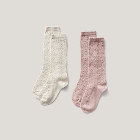 【 SOOR PLOOM 】HEART KNEE SOCK, LINEN / ROSE SMOKE（単品販売）