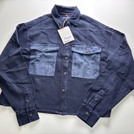 【BOBO CHOSES ADULT 】 Big corduroy pockets light denim shirt　M ,L