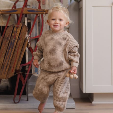 【Quincy Mae】CHUNKY KNIT PANT HEATHERED LATTE