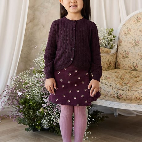 【 Jamie kay 】JKFS264061 ﾁｪﾘｰ刺繍ｽｶｰﾄCherry Fig WINE（size 90,100,110,120）