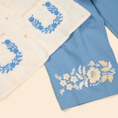 【 Apolina 】 CLARA TROUSER SET - MILK/BOOK BLUE