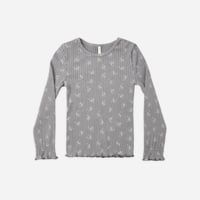 【 Rylee + Cru 】RIBBED LONG SLEEVE TOP SLATE BLOOM