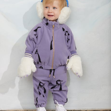 【 MINI RODINI 】Penguin aop fleece jacket - Purple