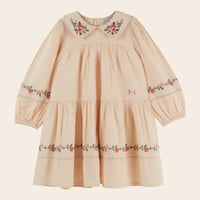 【Emile et Ida】 Dress Embroidered cross stitch beige