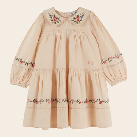 【Emile et Ida】 Dress Embroidered cross stitch beige