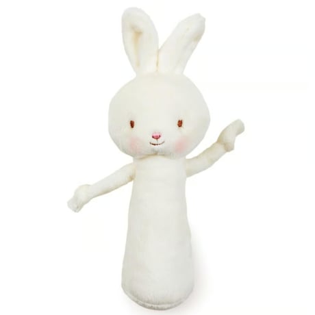 〈Bunnies By The Bay〉"Rabbit" stick rattle (White/Pink)