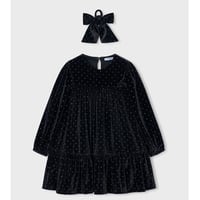 〈mayoral〉Velvet dress with a Hair tie(Black)※KIDS