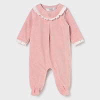 〈mayoral〉Ruffled Velour Romper (pink) ※BABY